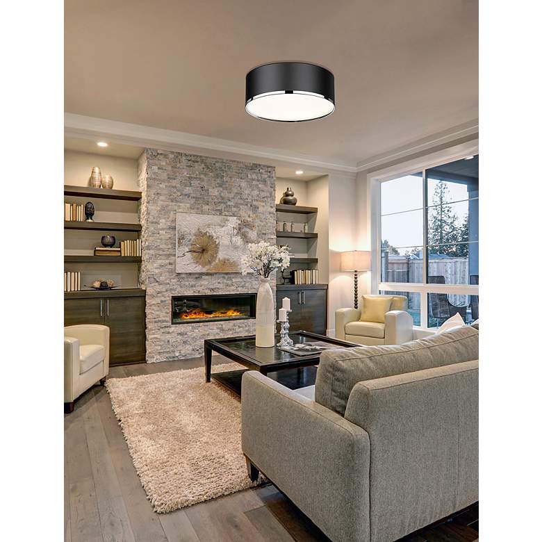 Image 3 Arlo by Z-Lite Matte Black + Chrome 3 Light Flush Mount more views