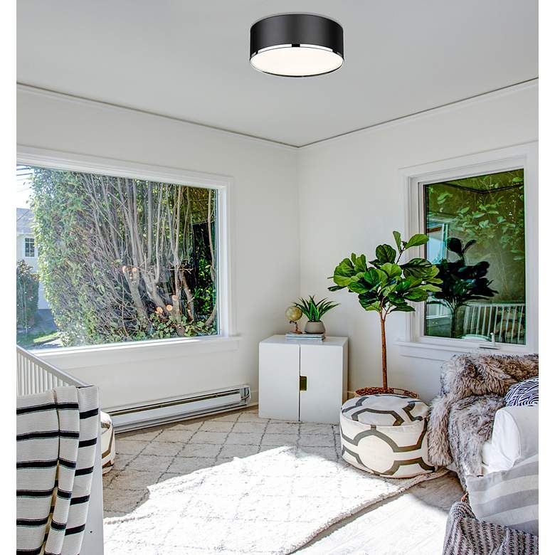 Image 4 Arlo by Z-Lite Matte Black + Chrome 3 Light Flush Mount more views