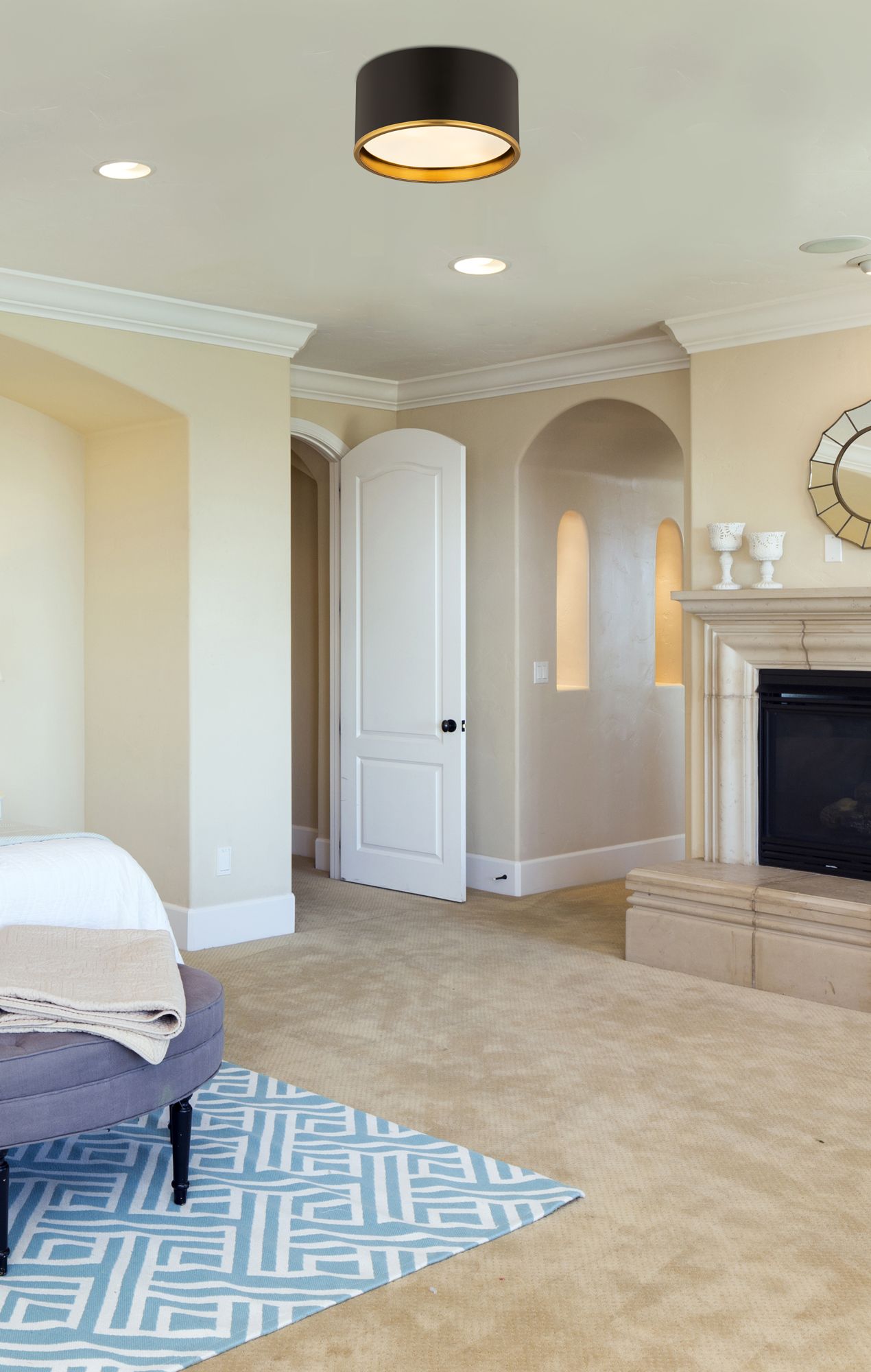 Image 3 Arlo by Z-Lite Matte Black + Rubbed Brass 12.25 inch 2 Light Flush Mount more views