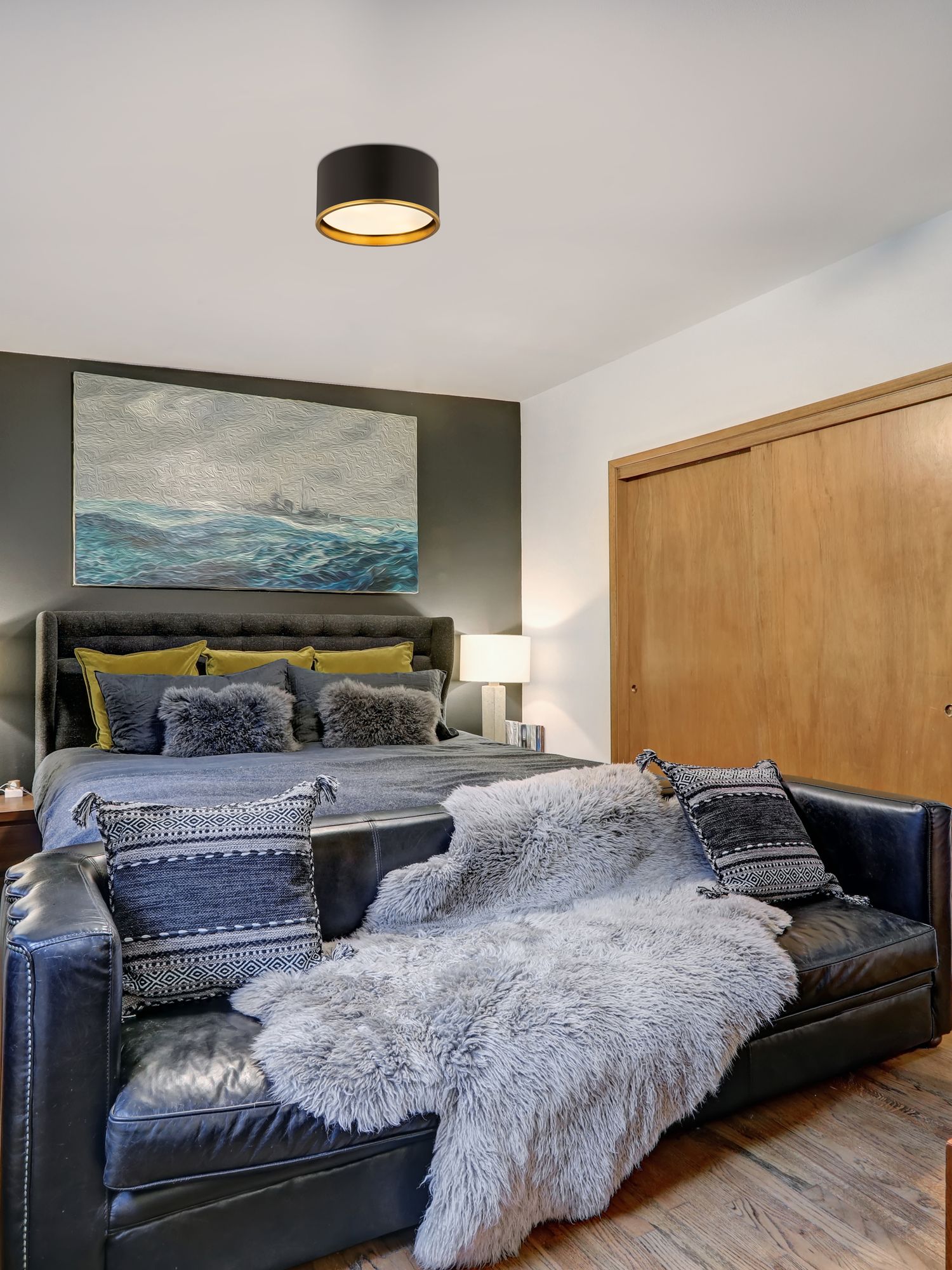 Image 4 Arlo by Z-Lite Matte Black + Rubbed Brass 12.25 inch 2 Light Flush Mount more views