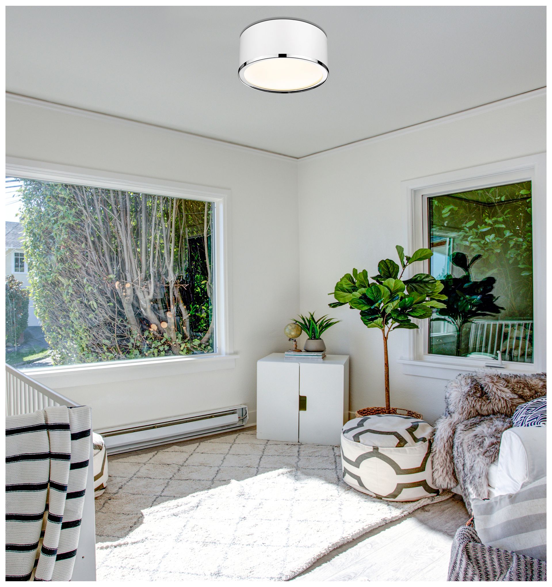 Image 3 Arlo by Z-Lite Matte White + Chrome 2 Light Flush Mount more views