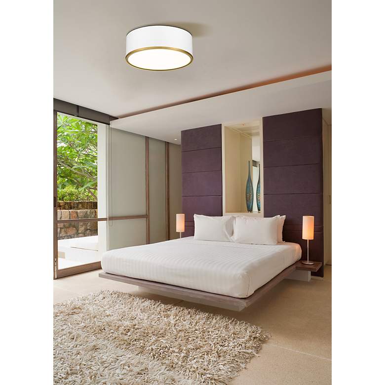 Image 3 Arlo by Z-Lite Matte White + Rubbed Brass 3 Light Flush Mount more views