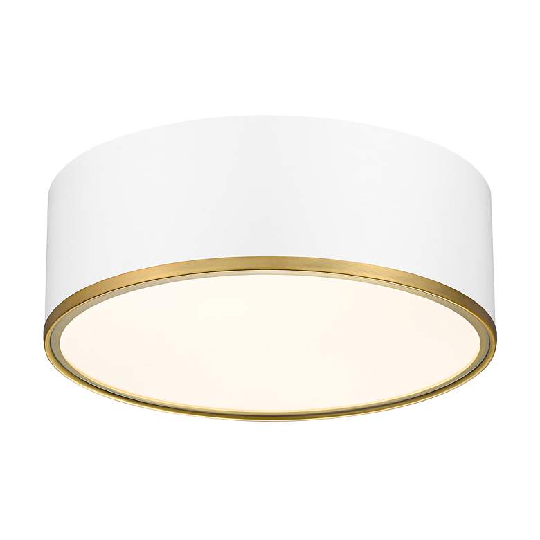 Image 6 Arlo by Z-Lite Matte White + Rubbed Brass 3 Light Flush Mount more views