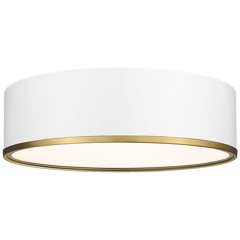 Image 1 Arlo by Z-Lite Matte White + Rubbed Brass 4 Light Flush Mount