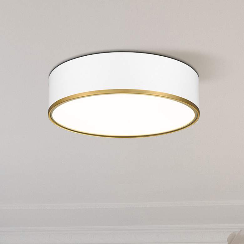 Image 2 Arlo by Z-Lite Matte White + Rubbed Brass 4 Light Flush Mount