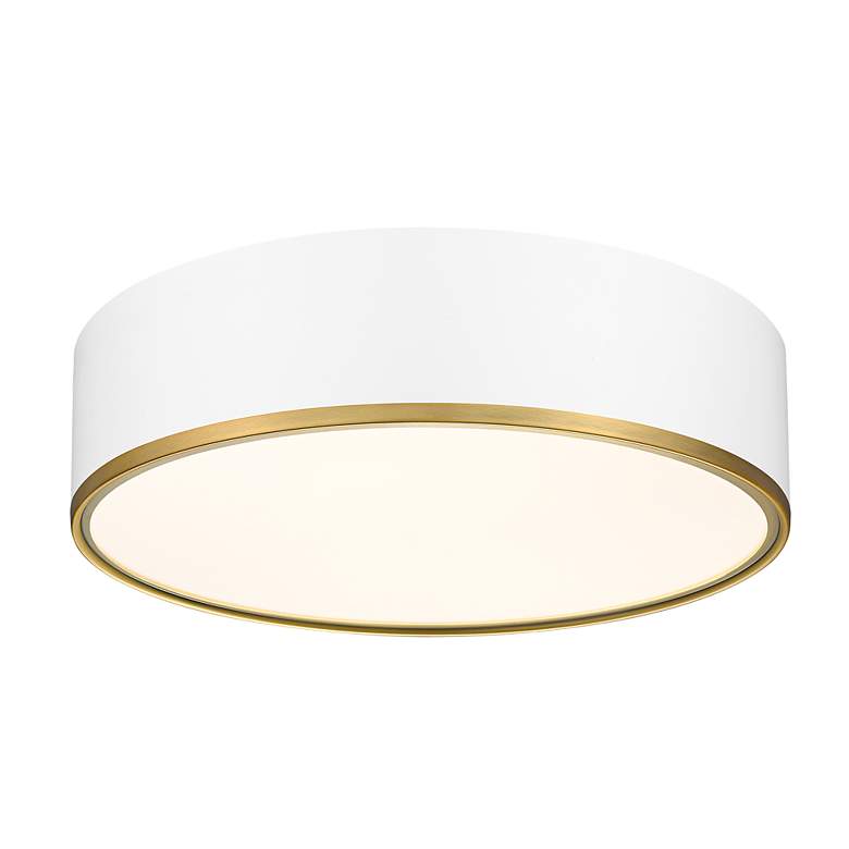 Image 7 Arlo by Z-Lite Matte White + Rubbed Brass 4 Light Flush Mount more views