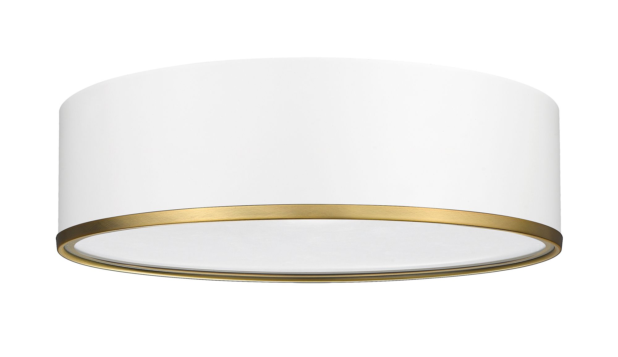 Arlo by Z-Lite Matte White + Rubbed Brass 4 Light Flush Mount in scene