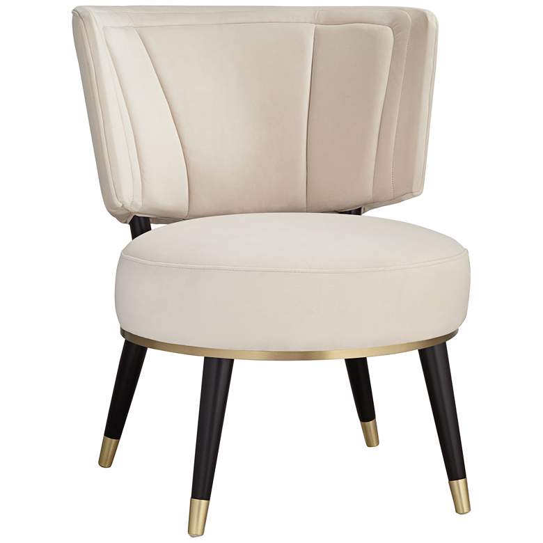 Image 3 Arman Luxe Light Creme Fabric Round Chair