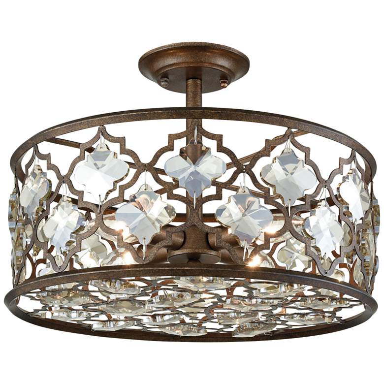 Image 1 Armand 17" Wide Weathered Bronze 4-Light Ceiling Light