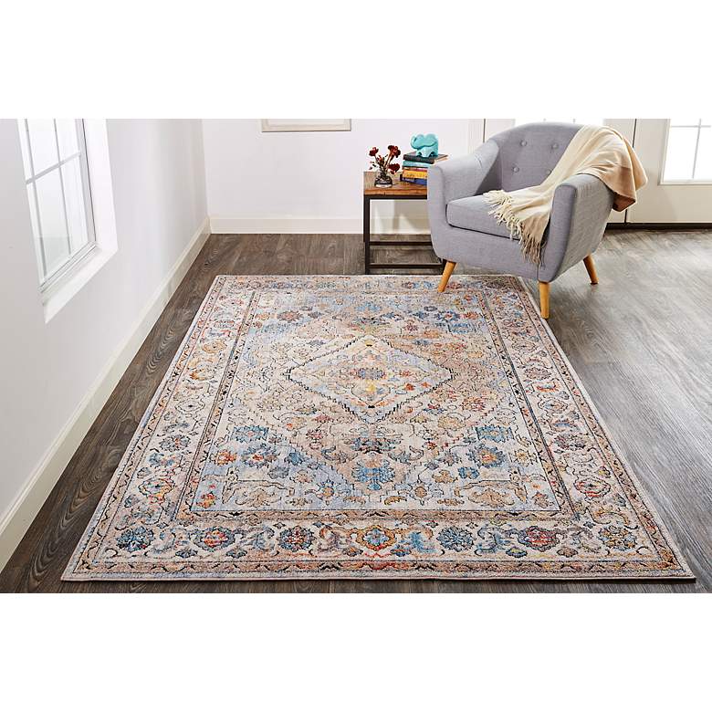 Image 1 Armant 3905F 5&#39;3 inchx7&#39;6 inch Gray Gold Blue Medallion Area Rug