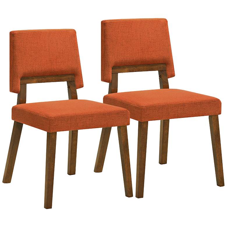Image 3 Armen Channell 22 1/2" Wide Orange Fabric Dining Chairs Set of 2