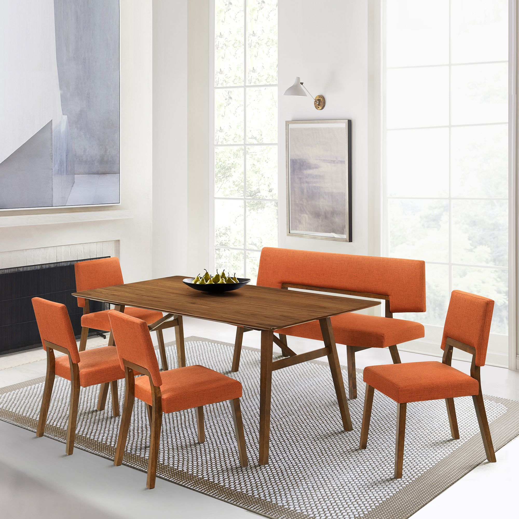 Armen Channell 22 1/2" Wide Orange Fabric Dining Chairs Set of 2 in scene