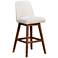 Armen Living Amalie 30" Brown Oak with Beige Fabric Swivel Barstool