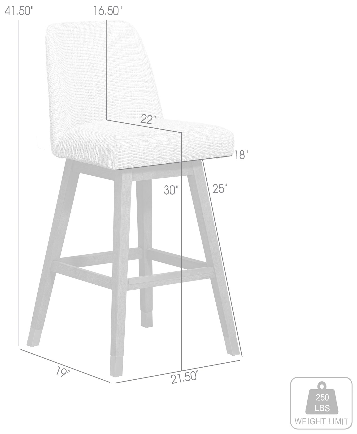 Armen Living Amalie 30" Brown Oak with Beige Fabric Swivel Barstool