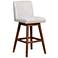 Armen Living Basila 30" Brown Oak Beige Fabric Swivel Barstool