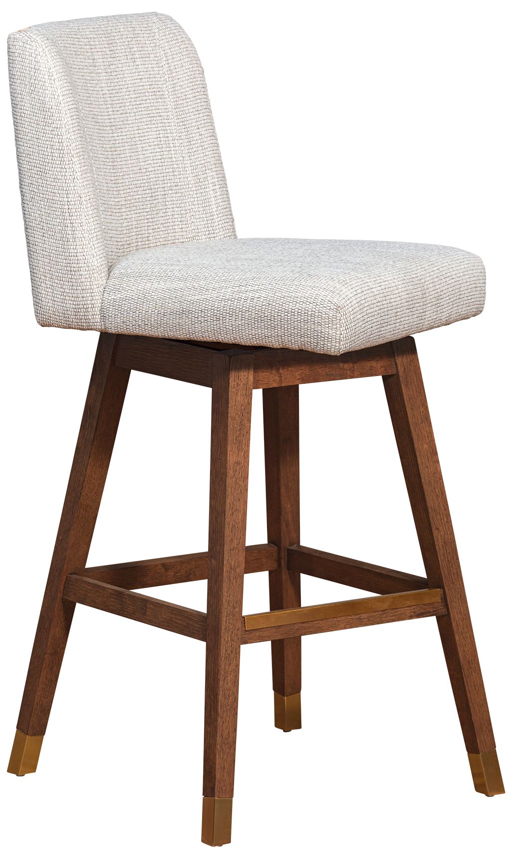 Image 2 Armen Living Basila 30" Brown Oak Beige Fabric Swivel Barstool more views