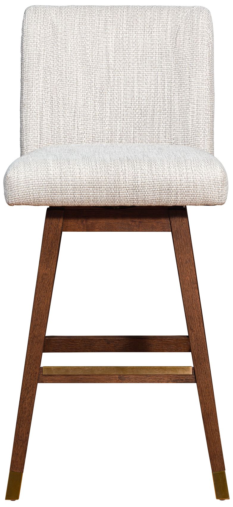Image 3 Armen Living Basila 30" Brown Oak Beige Fabric Swivel Barstool more views