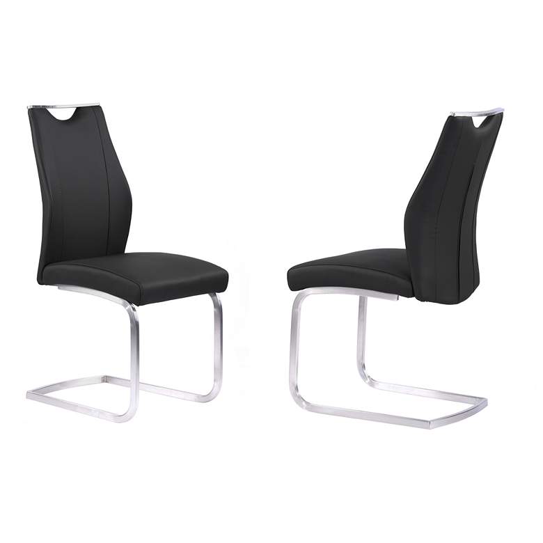 Image 1 Armen Living Bravo Dining Chair In Black Faux Leather - Set of 2