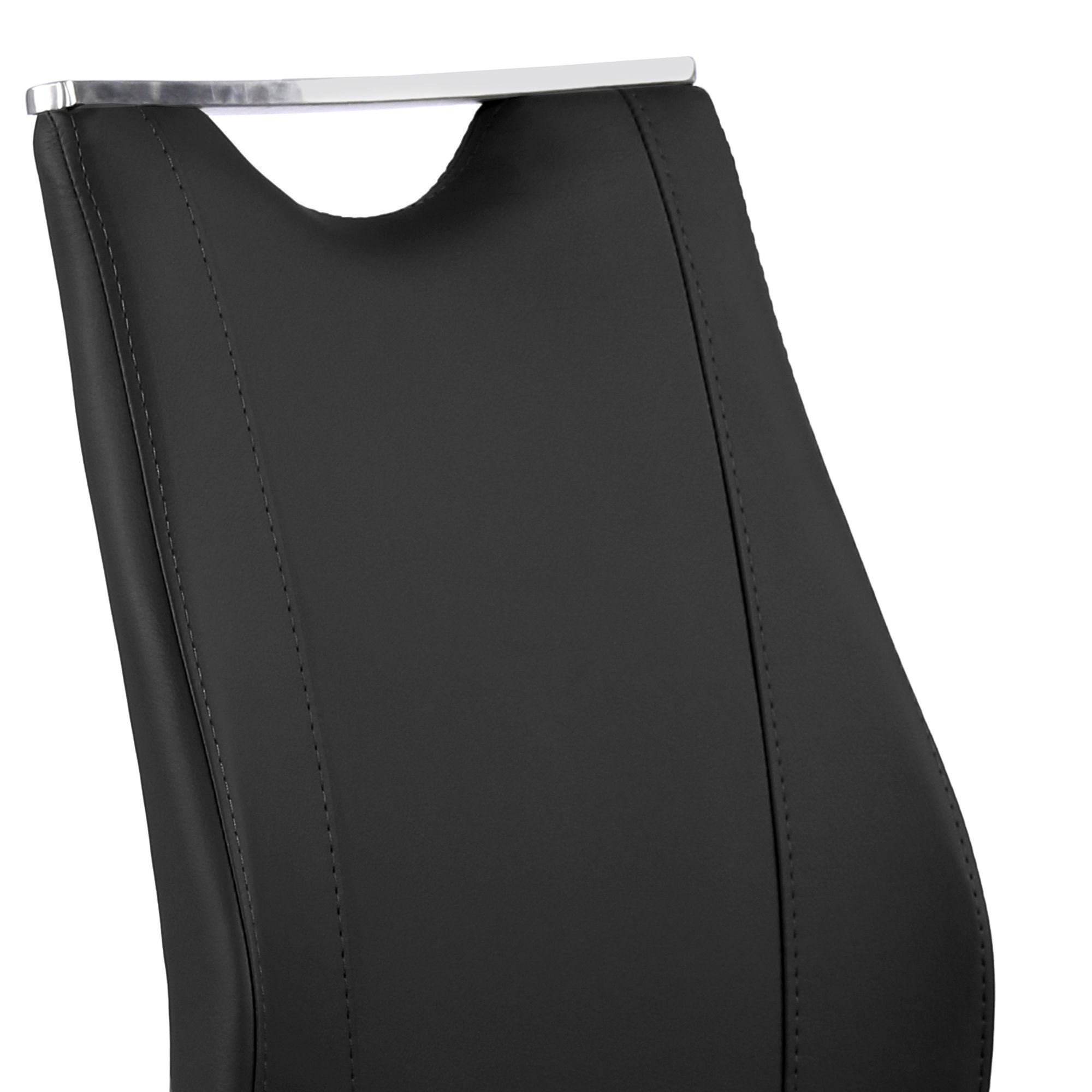 Image 6 Armen Living Bravo Dining Chair In Black Faux Leather - Set of 2 more views