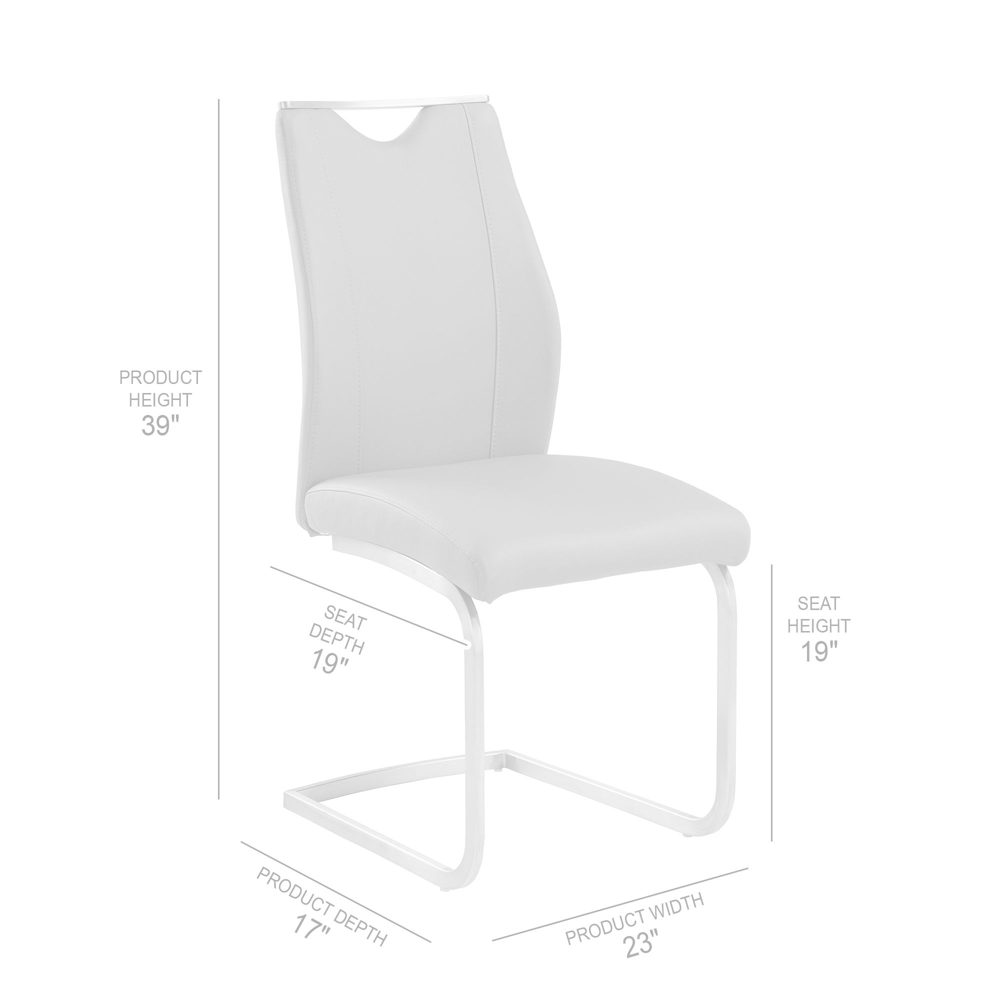 Armen Living Bravo Dining Chair In Black Faux Leather - Set of 2