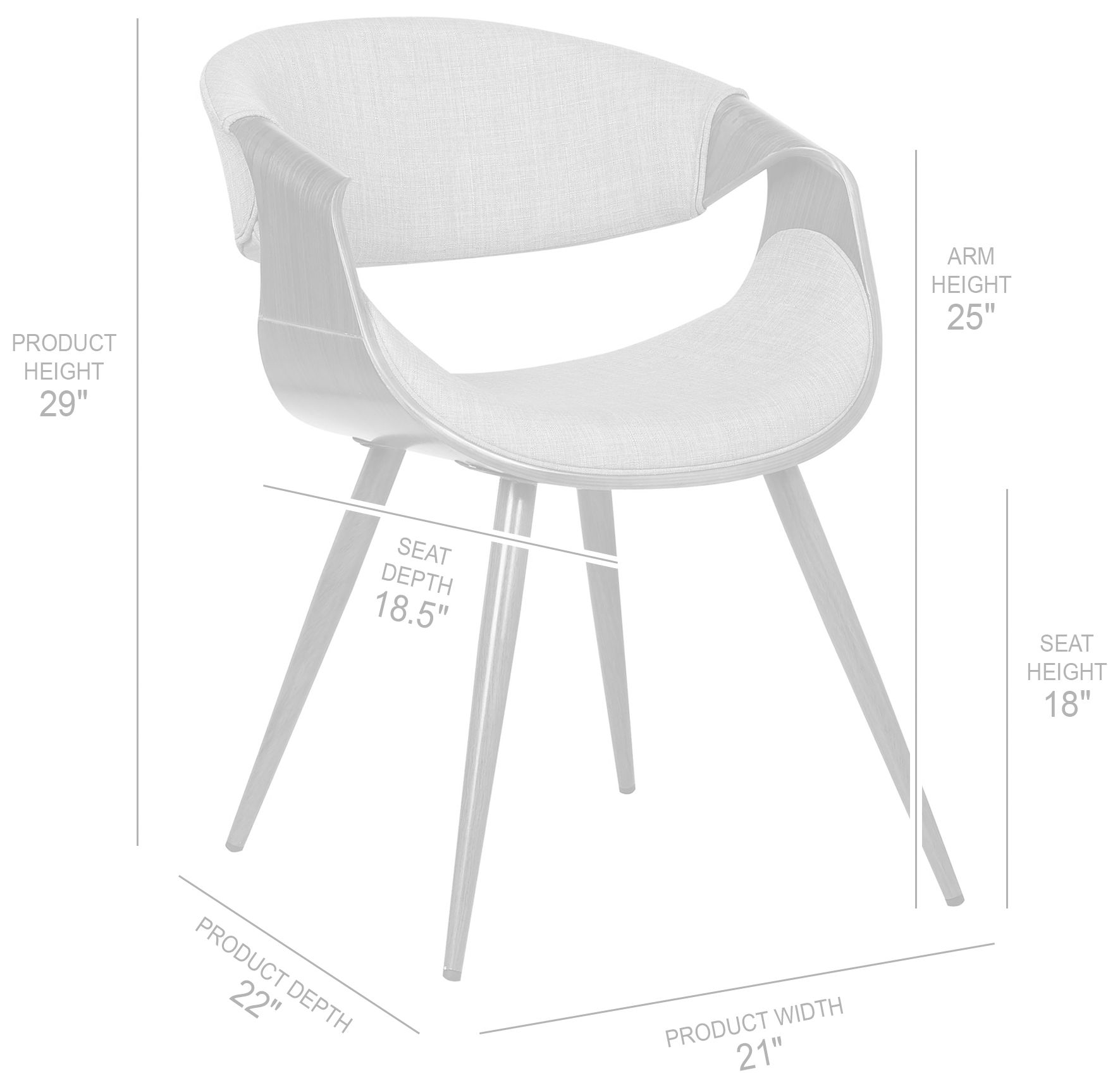 Armen Living Butterfly 28" Charcoal Black Mid Century Modern Chair