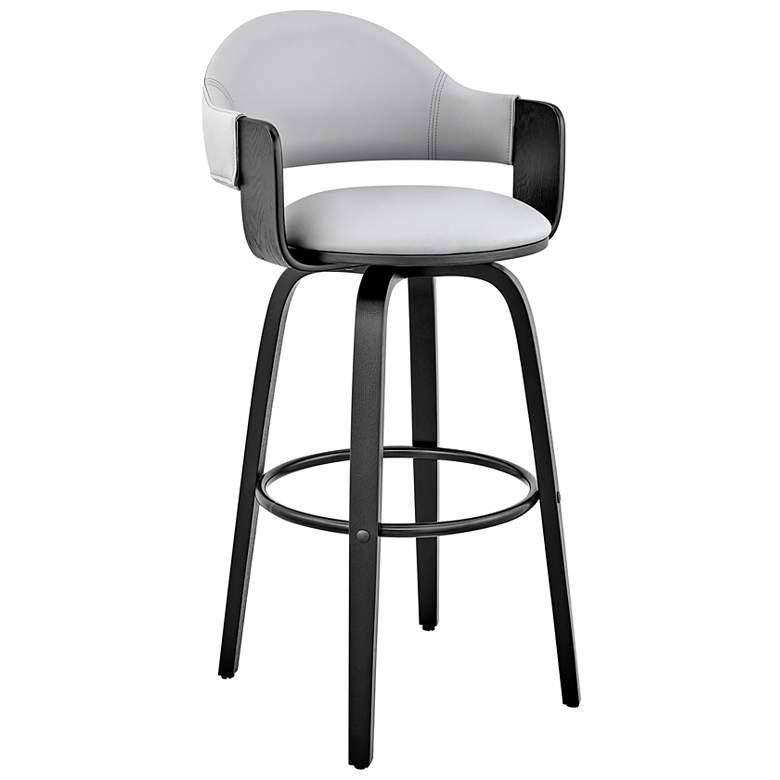Image 2 Armen Living Daxton 20" Wide Gray Faux Leather Swivel Bar Stool