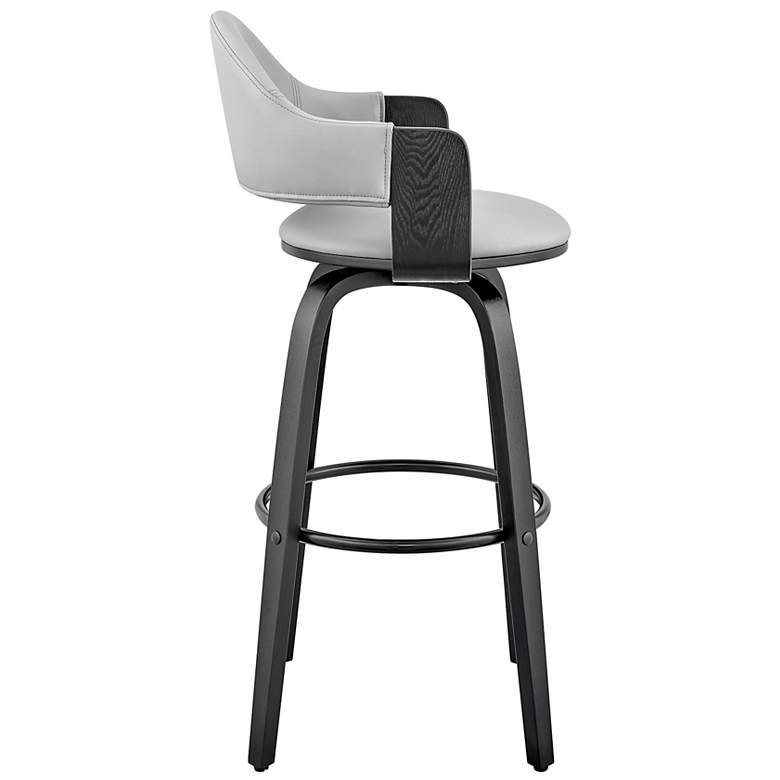 Image 5 Armen Living Daxton 20" Wide Gray Faux Leather Swivel Bar Stool more views