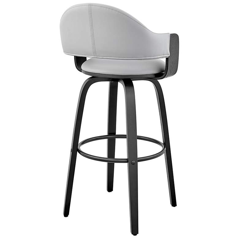 Image 6 Armen Living Daxton 20" Wide Gray Faux Leather Swivel Bar Stool more views