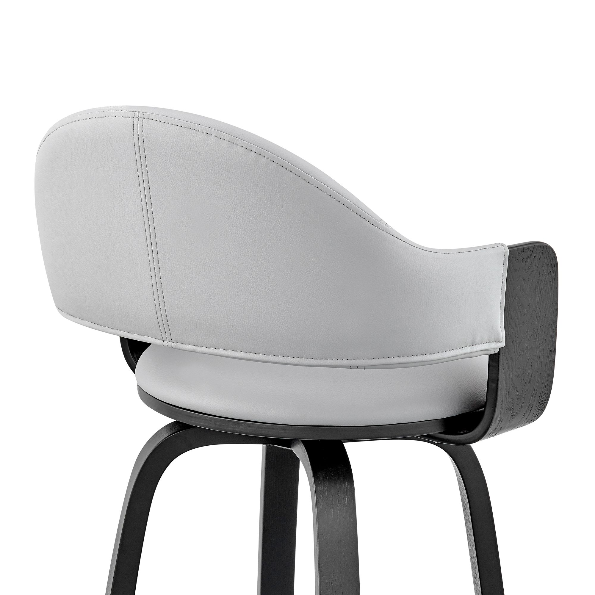 Armen Living Daxton 20" Wide Gray Faux Leather Swivel Bar Stool