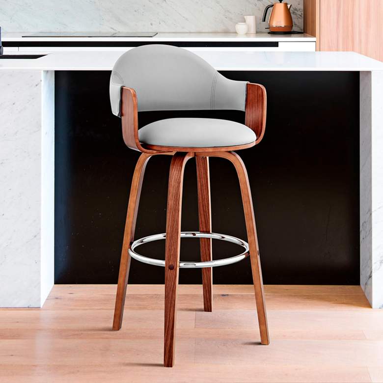 Image 1 Armen Living Daxton 26" Modern Gray Faux Leather Swivel Counter Stool