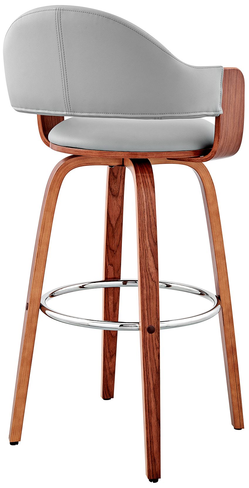 Armen Living Daxton 26" Modern Gray Faux Leather Swivel Counter Stool