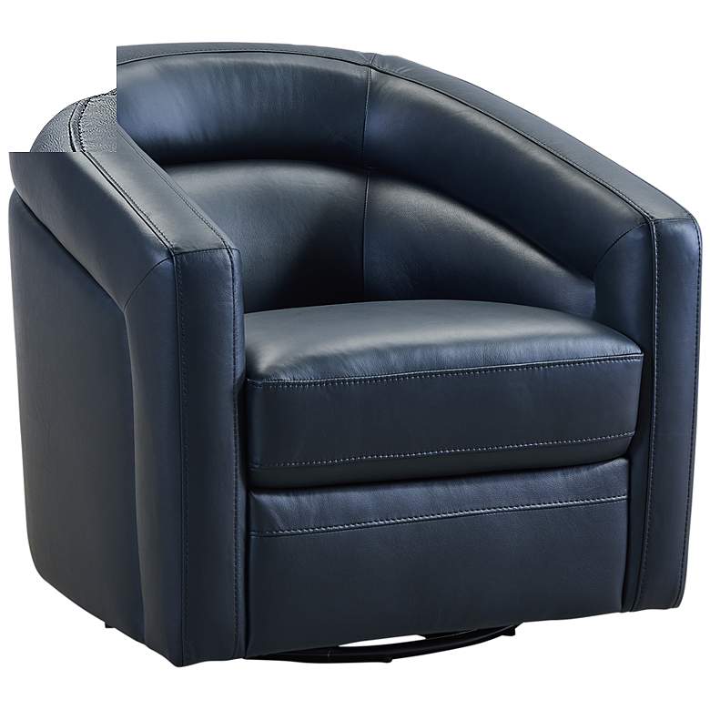Image 2 Armen Living Desi 32" Wide Black Leather Swivel Accent Chair