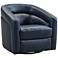 Armen Living Desi 32" Wide Black Leather Swivel Accent Chair