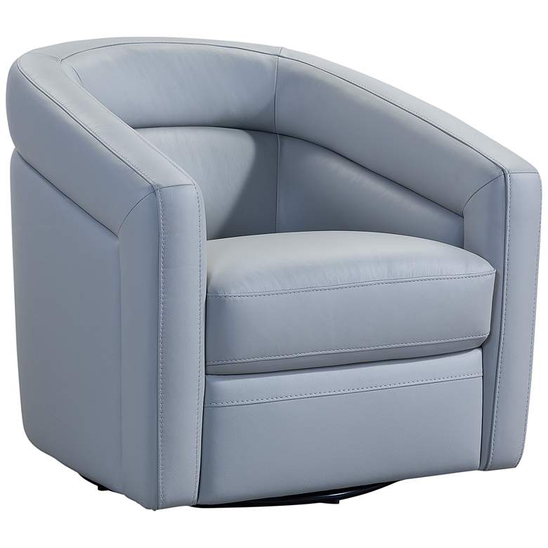 Image 2 Armen Living Desi 32" Wide Dove Gray Leather Swivel Accent Chair