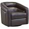 Armen Living Desi 32" Wide Espresso Brown Leather Swivel Accent Chair