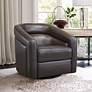 1_Armen Living Desi 32" Wide Espresso Brown Leather Swivel Accent Chair
