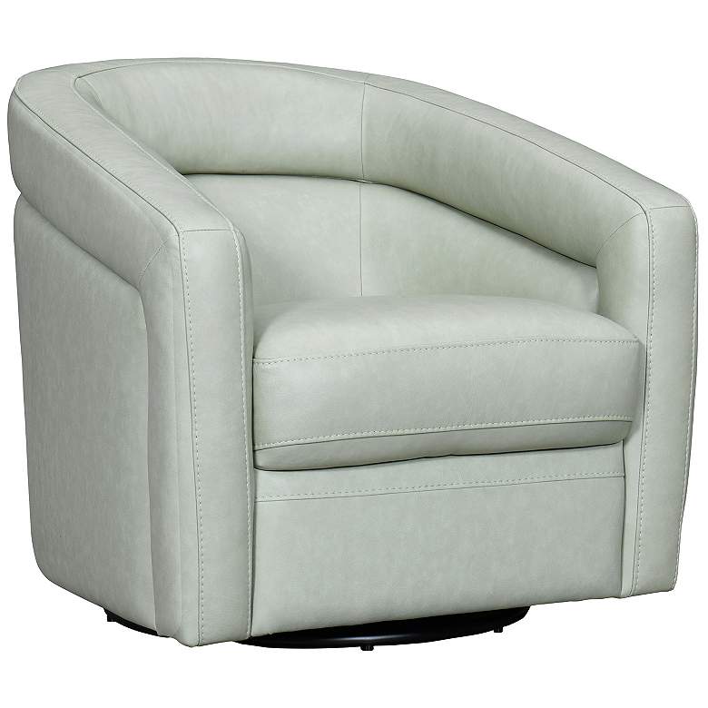 Image 1 Armen Living Desi 32" Wide Mint Green Leather Swivel Accent Chair