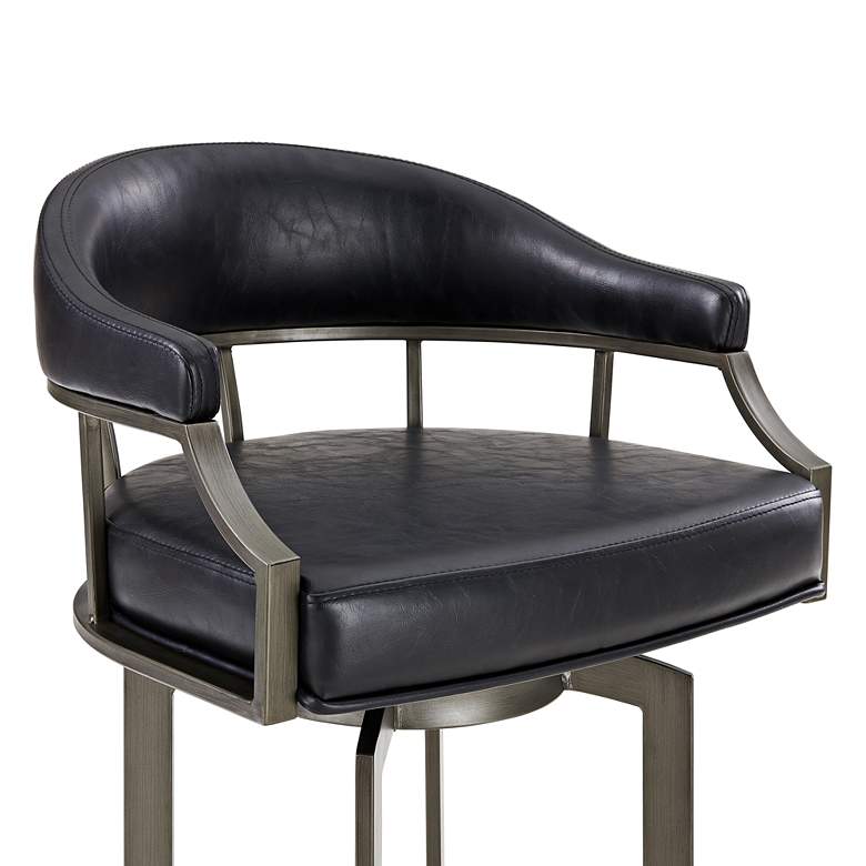 Image 5 Armen Living Edy 23 1/2" Wide Black Faux Leather Swivel Counter Stool more views