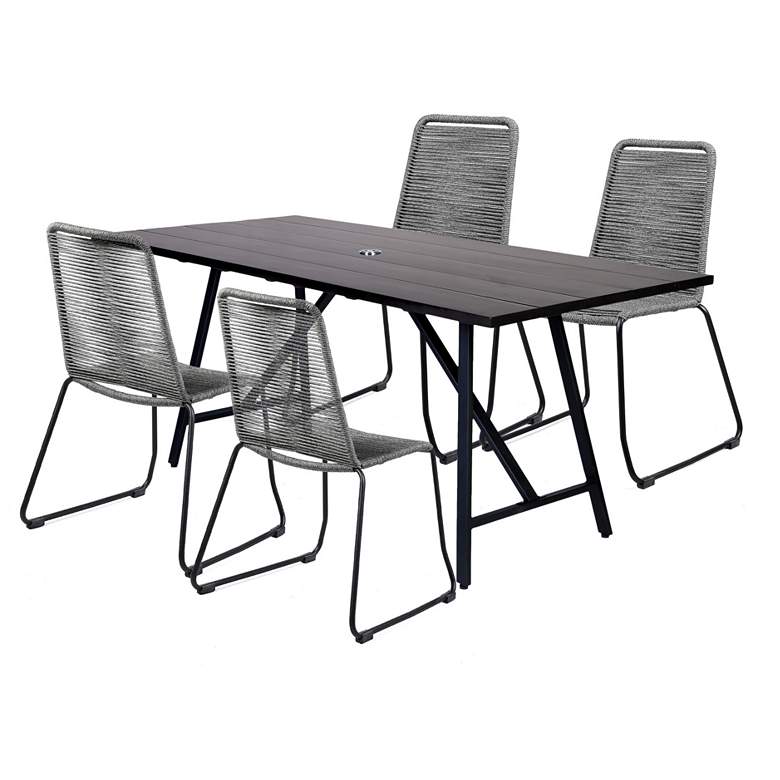 Image 1 Armen Living Frinton and Shasta 5 Pc Dining Set in Eucalyptus, Metal, Rope
