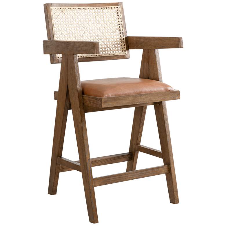 Image 1 Armen Living Harley Nutmeg Brown Solid Wood 26 in. Counter Height Barstool