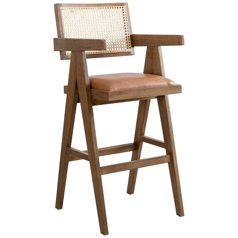 Image 1 Armen Living Harley Nutmeg Brown Solid Wood 30 in. Bar Height Barstool