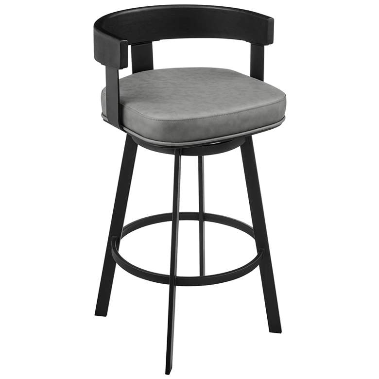 Image 1 Armen Living Idris 26 in. Counter Stool in Iron, Vintage Gray Faux Leather