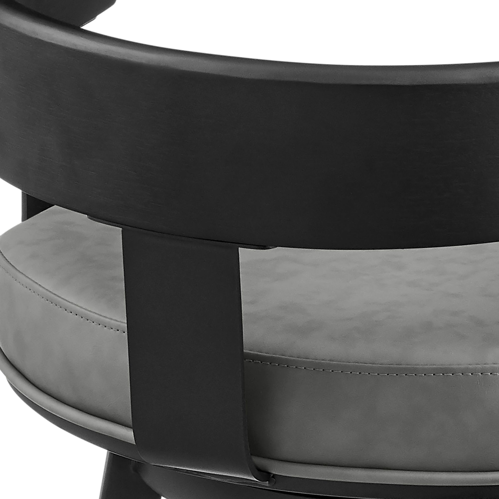 Armen Living Idris 26 in. Counter Stool in Iron, Vintage Gray Faux Leather