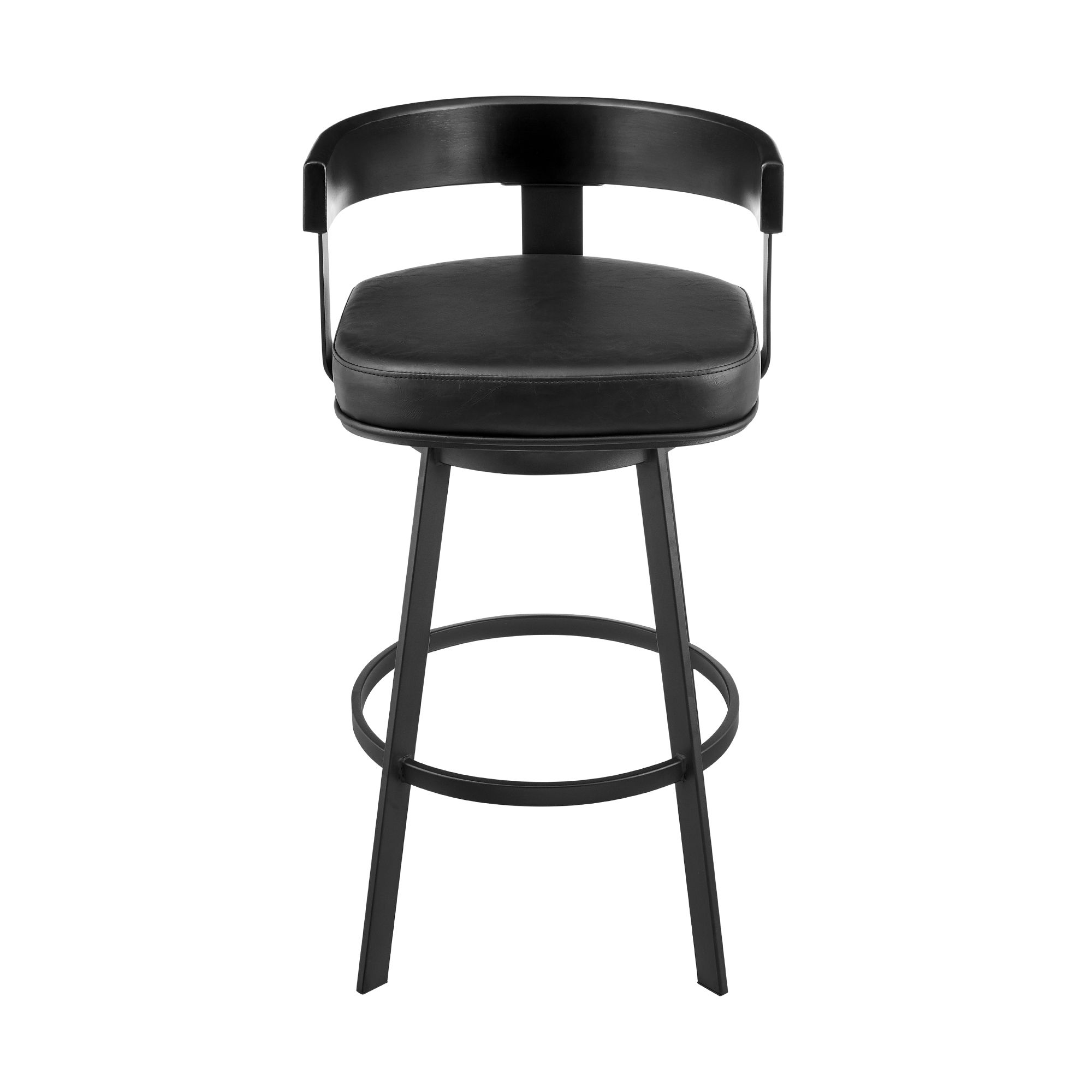 Image 3 Armen Living Idris 30 in. Bar Stool in Iron and Vintage Black Faux Leather more views