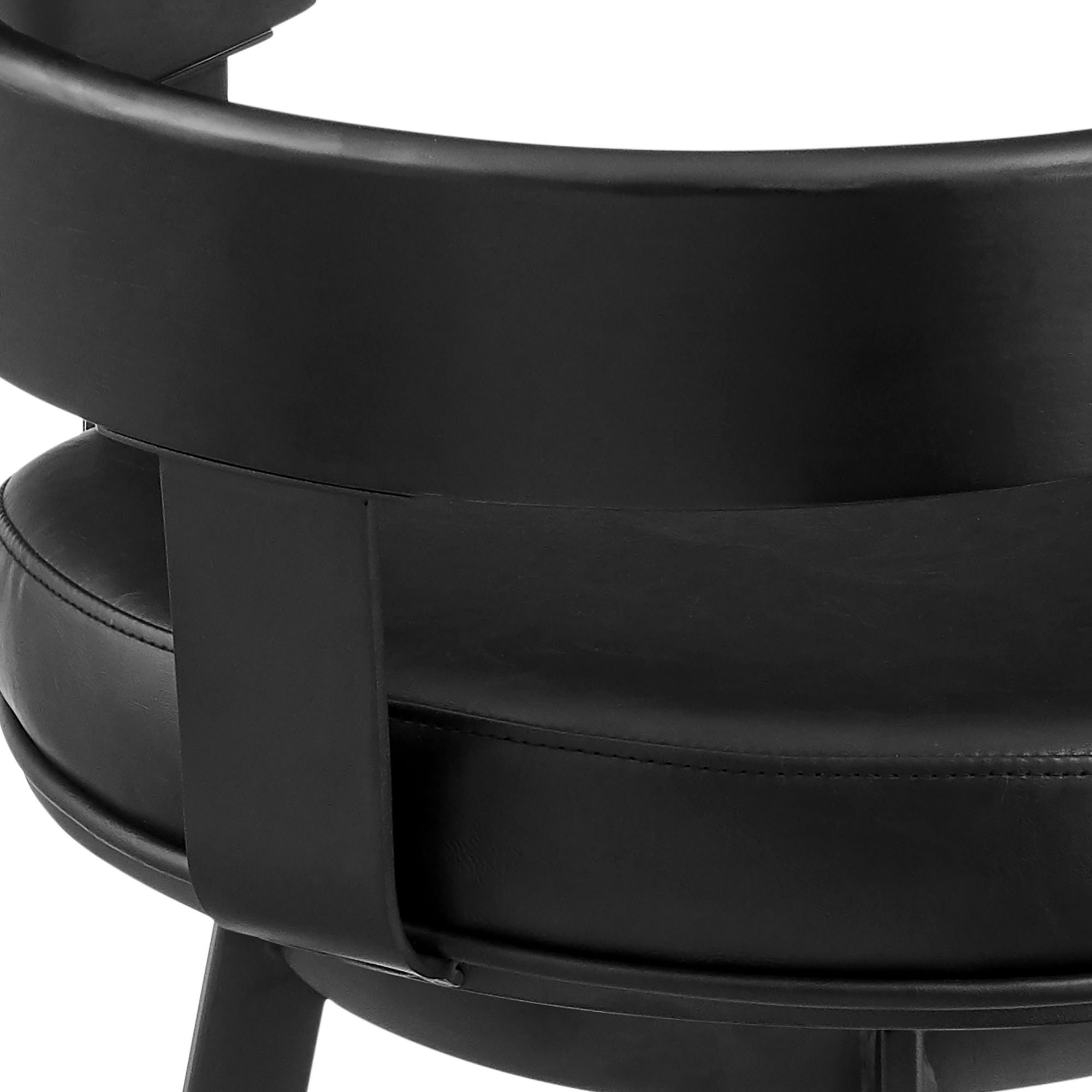 Armen Living Idris 30 in. Bar Stool in Iron and Vintage Black Faux Leather