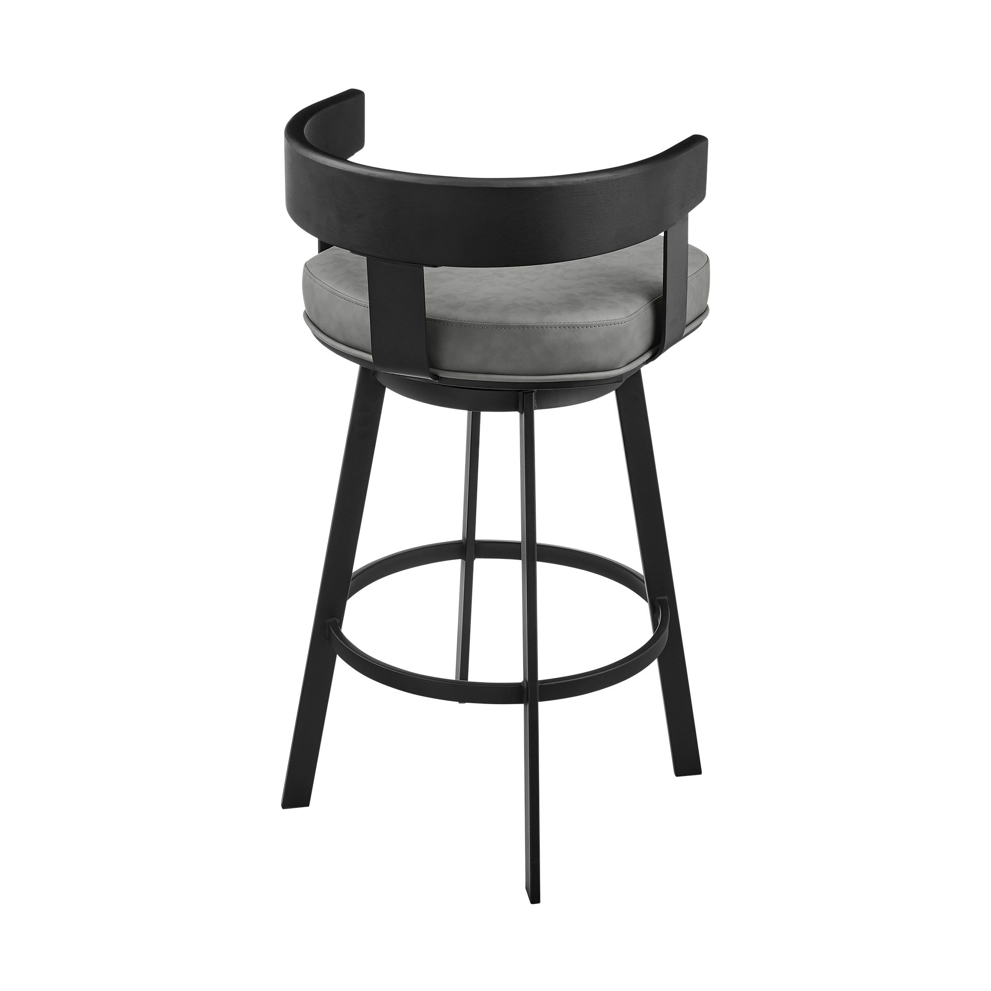 Image 4 Armen Living Idris 30 in. Bar Stool in Iron and Vintage Gray Faux Leather more views