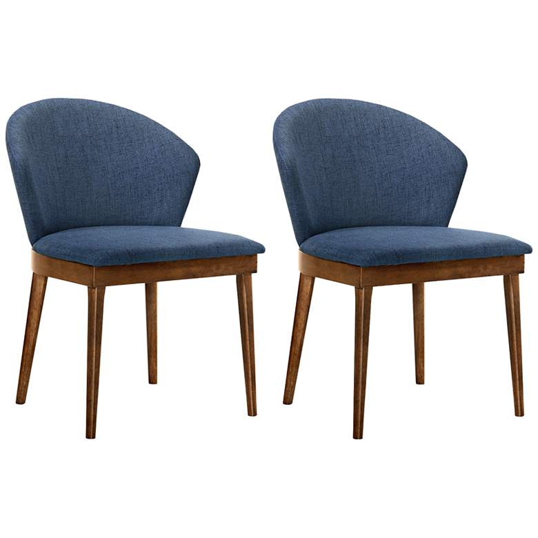 Image 2 Armen Living Juno 24" Wide Modern Blue Fabric Dining Chairs Set of 2