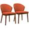 Armen Living Juno 24" Wide Modern Orange Fabric Dining Chairs Set of 2