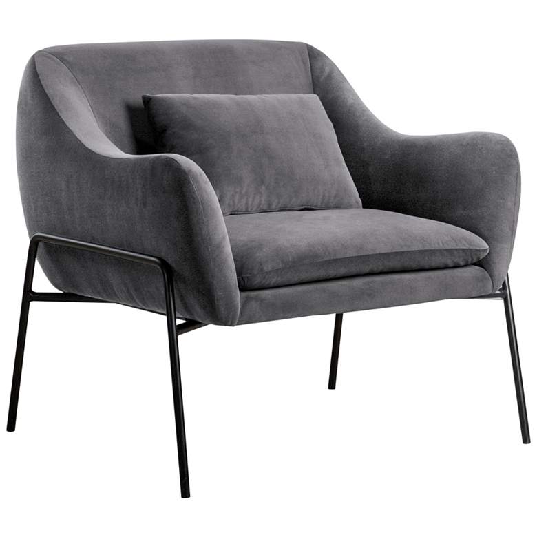 Image 1 Armen Living Karen 33" Wide Gray Velvet Modern Accent Chair