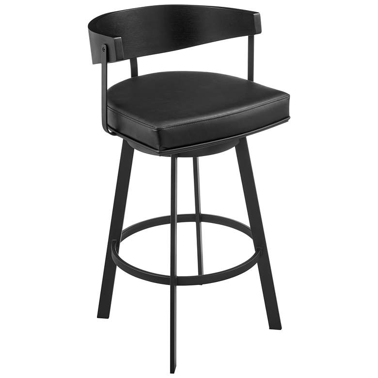 Image 1 Armen Living Lacey 30 in. Bar Stool in Iron and Vintage Black Faux Leather